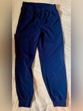Classic Navy Cargo Jogger Scrub Pants with Drawstring Waist